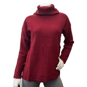 Niubia Women's Oversized Batwing long Sleeve turtleneck Red Wine Sweater S